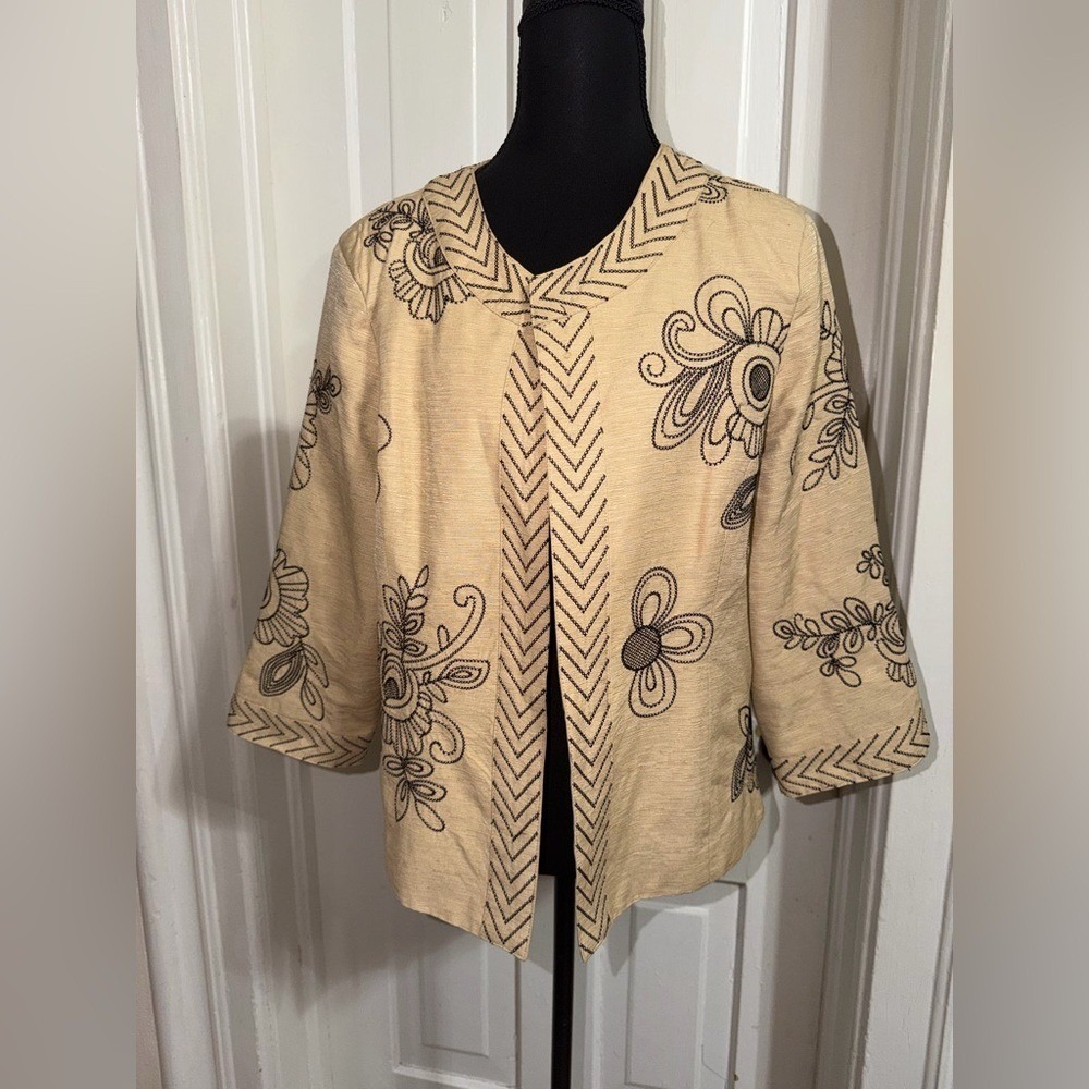 Women's XL‎ Marisa Christina Golden Satin Jacket embordered *Flawed Item*